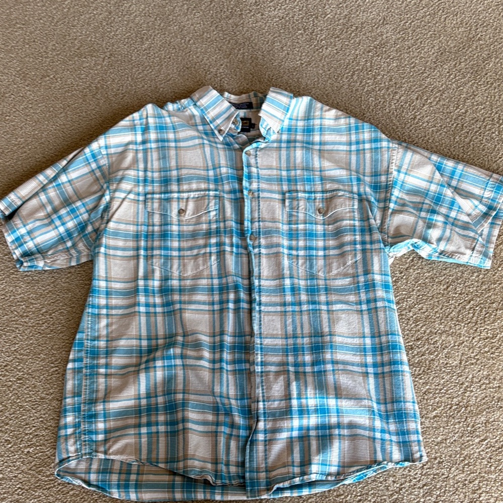 Panhandle Slim Turquoise and White Plaid Shirt